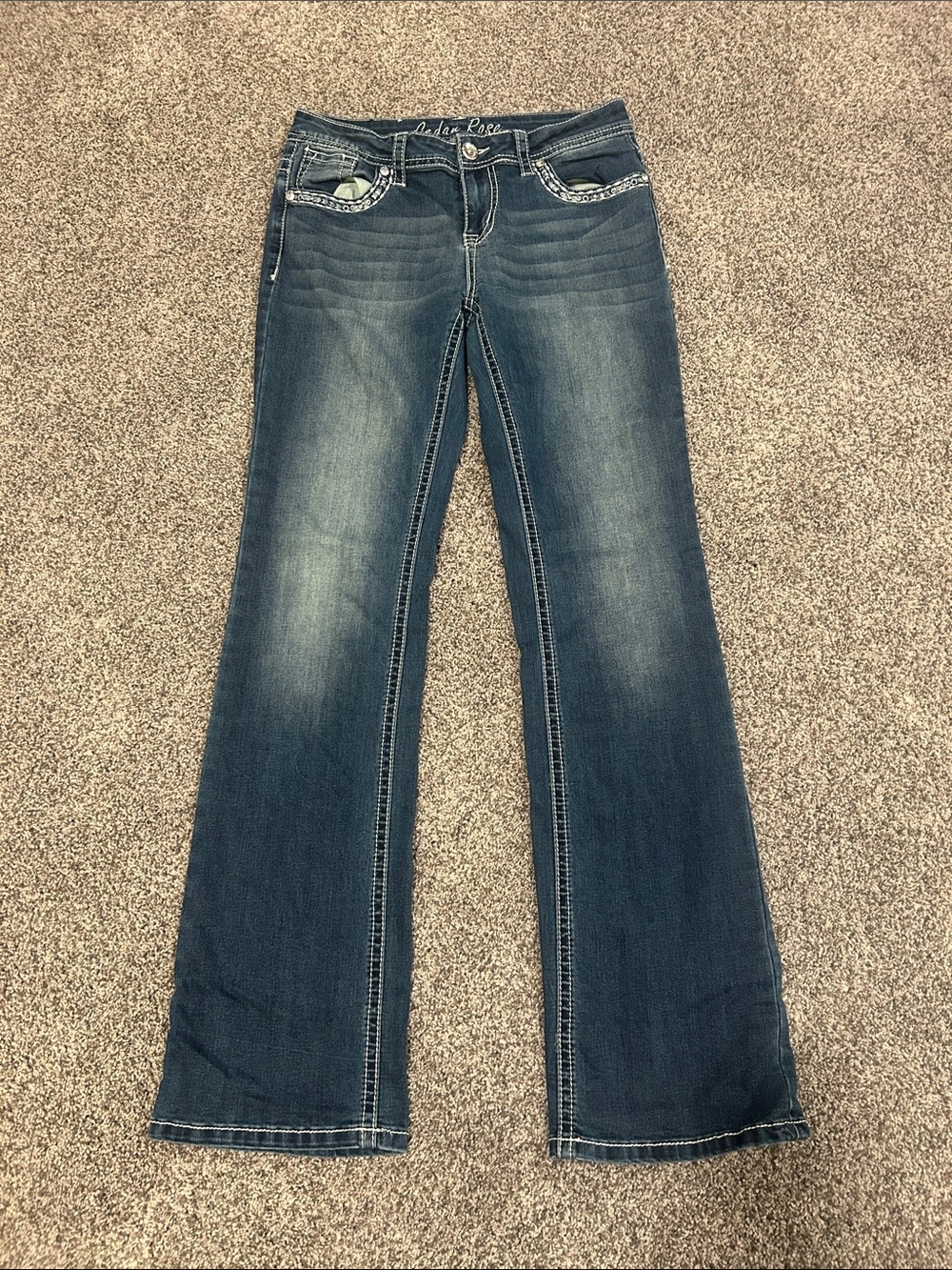 Cedar Rose Dark Blue Flare Jeans 28